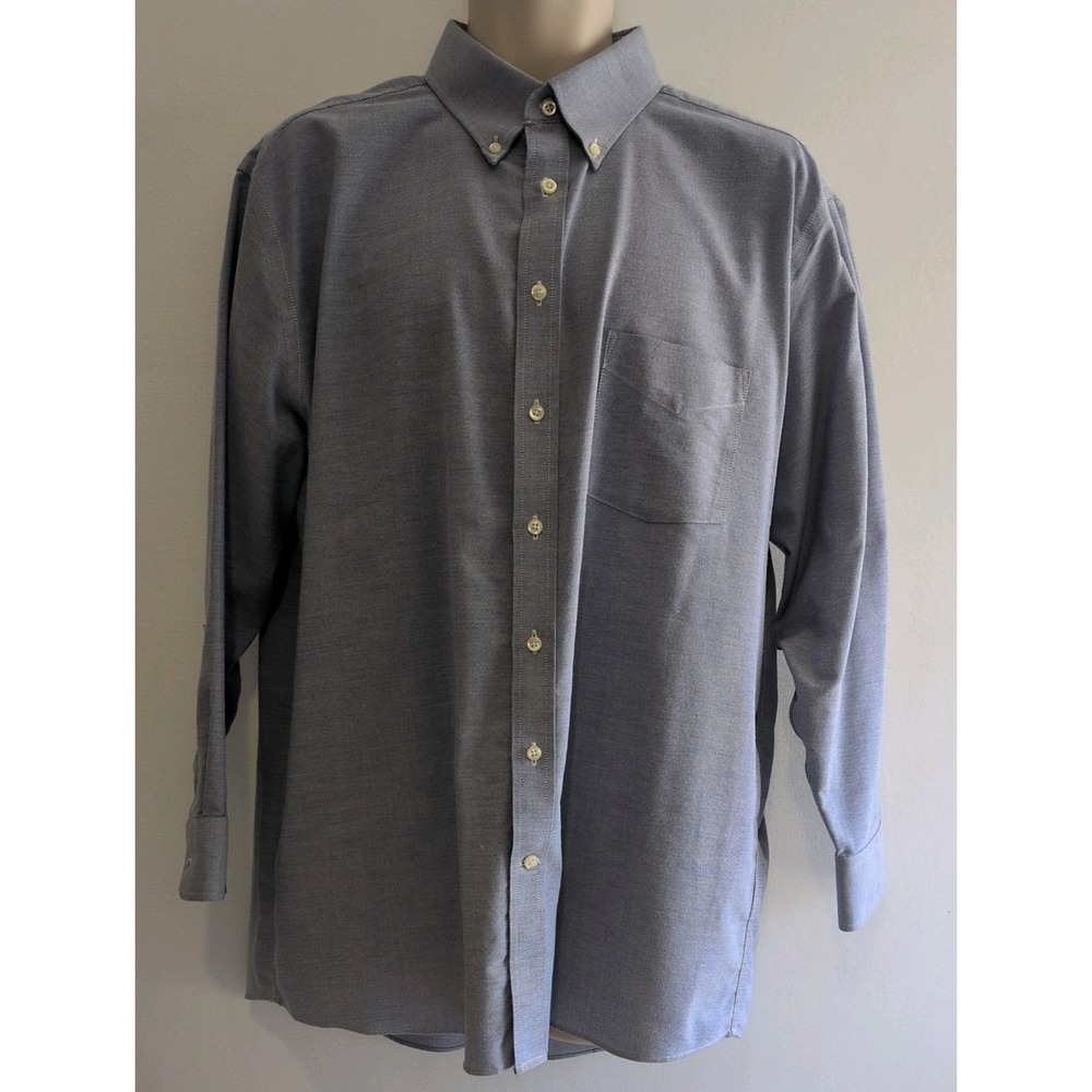 Stafford Men's Light Blue Oxford Dress Shirt LLong Sleeve Button Down Size L